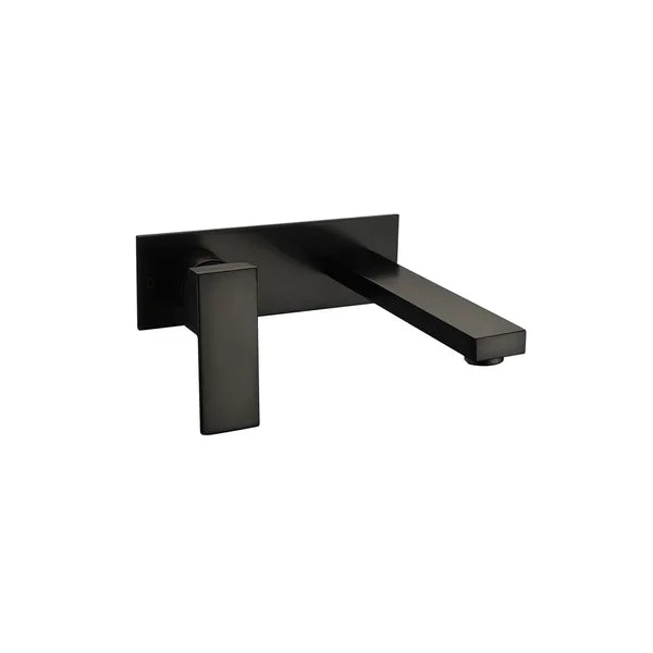RICCARDO-BK Matte Black Wall Mounted Bathroom Basin Faucet Square